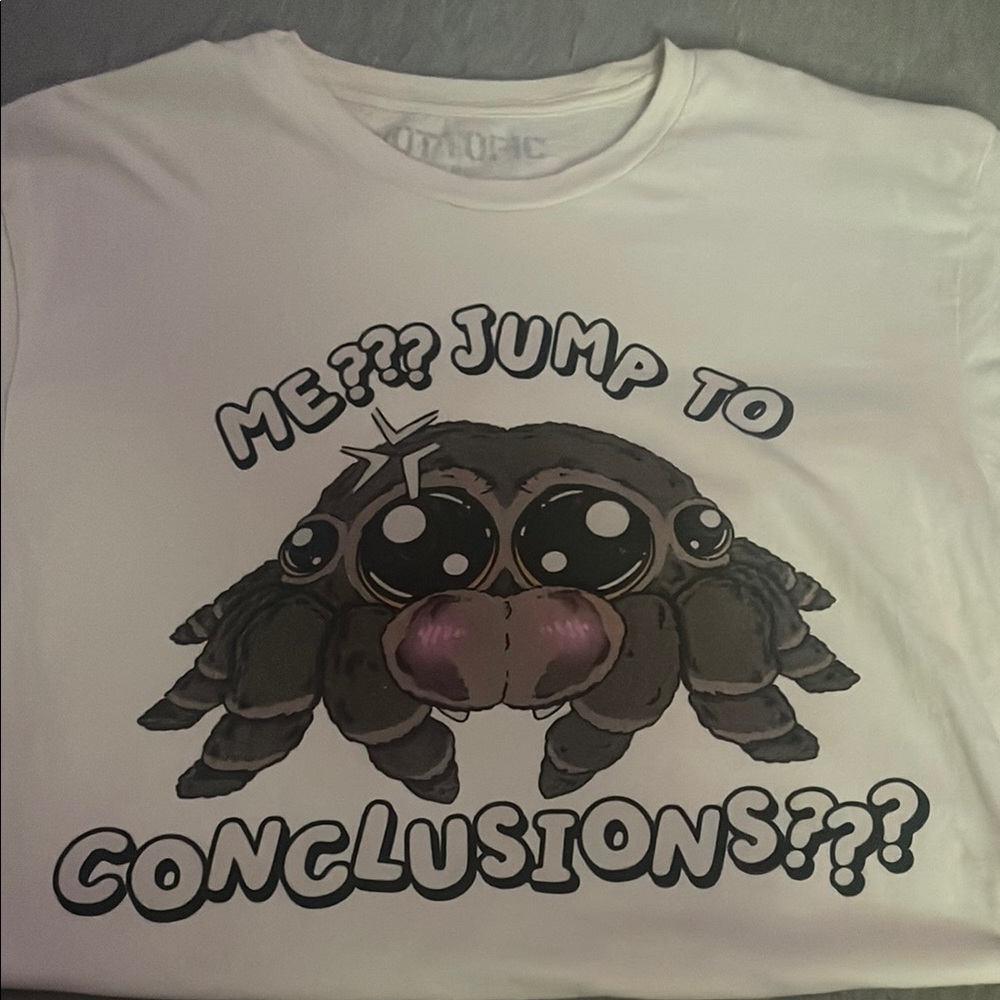 Hot Topic White Tee with Cute Spider Graphic